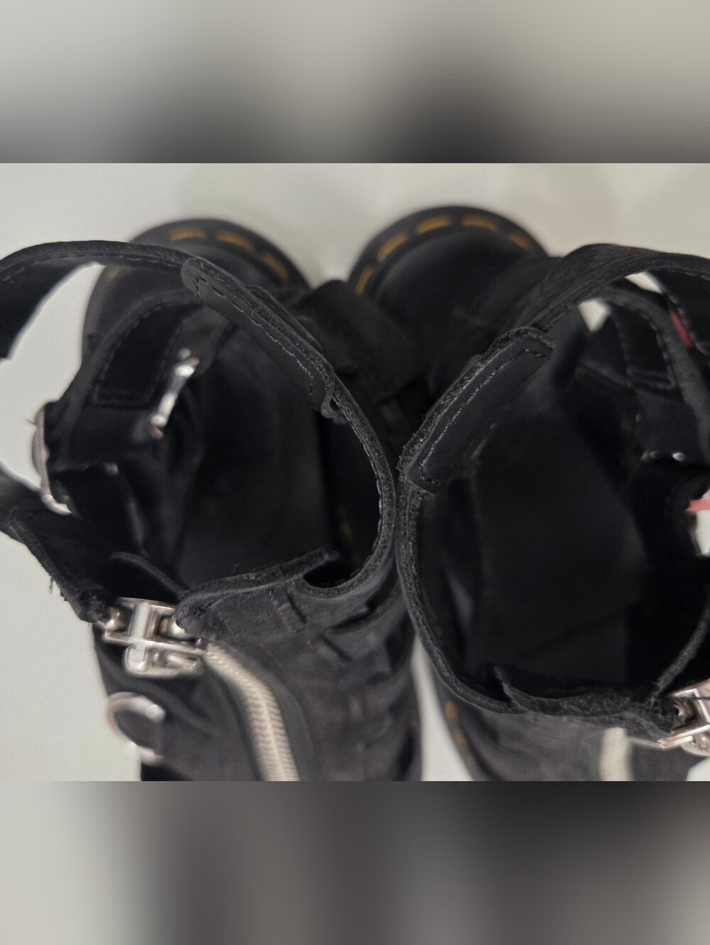 NWOB Dr. Martens Black Leather Front-Zip Sandals with Silver Hardware - Picture 9 of 13